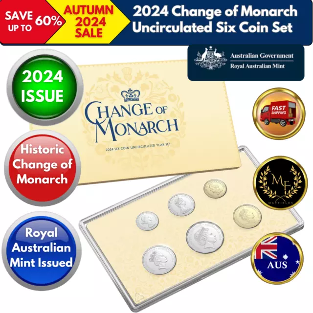 2024 Australia Change of Monarch Six Coin Uncirculated Set King Queen Majesty