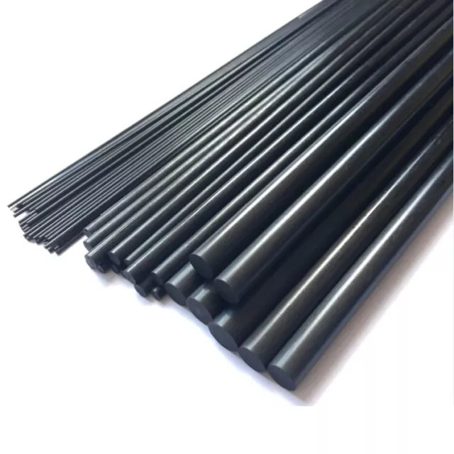 2Pcs 50cm Black Solid Round Carbon Fiber Rod Diameter 0.5/0.8/1/1.5/3/4/6/8mm