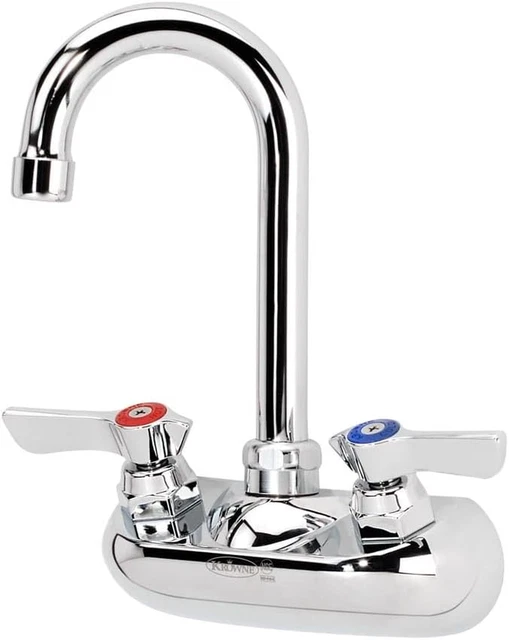 Metal  10-400L Silver Series Wall Mount Faucet, 4" Centers, 3-1/2" Gooseneck Spo