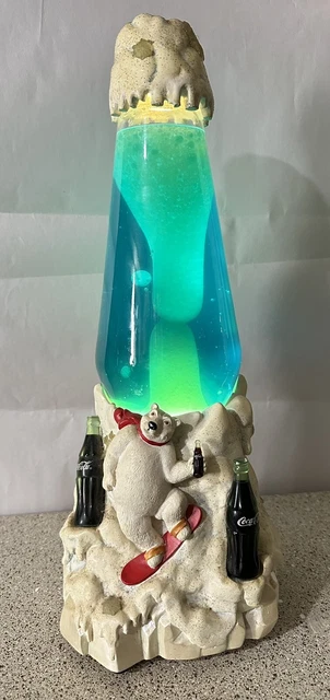 Vintage Limited Edition Coca-Cola Polar Bear Boardin' Bear Lava Lite Lamp 18"