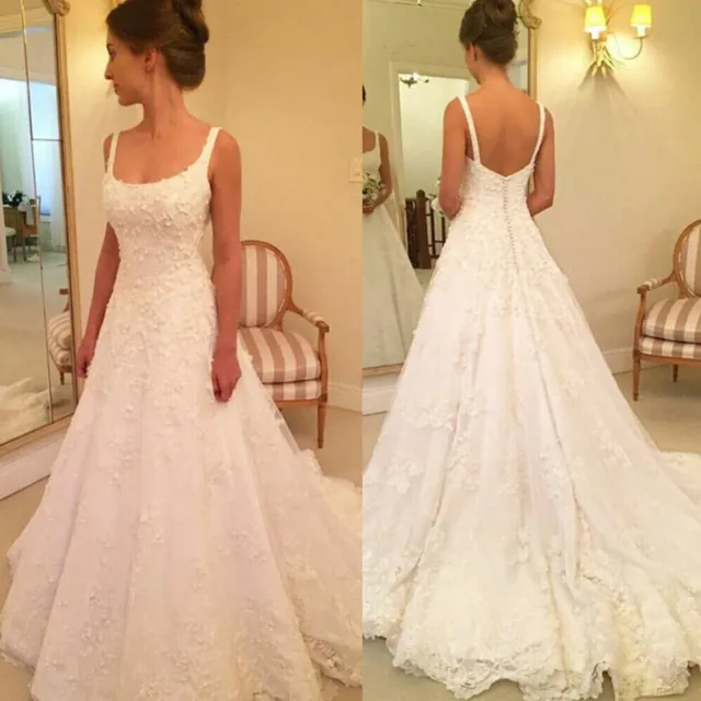 White Ivory Wedding Dresses Vintage Boho A Line Lace Appliques Bridal Gowns
