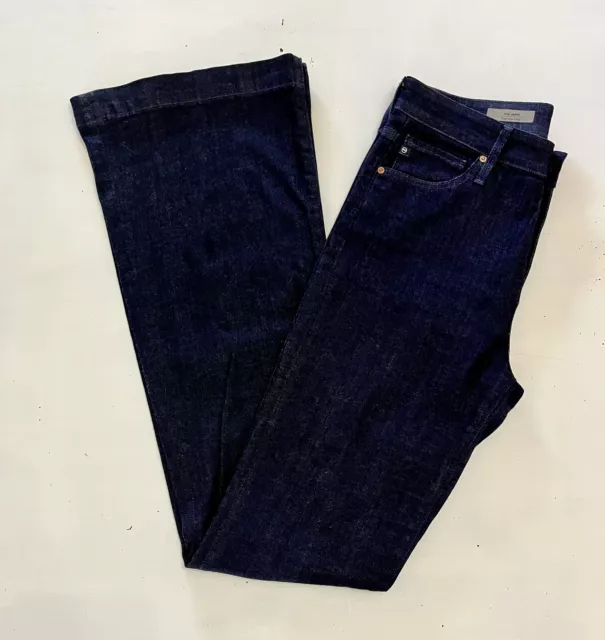 AG ADRIANO GOLDSCHMIED The Janis High Rise Flare Dark Wash Jeans Sz 28R