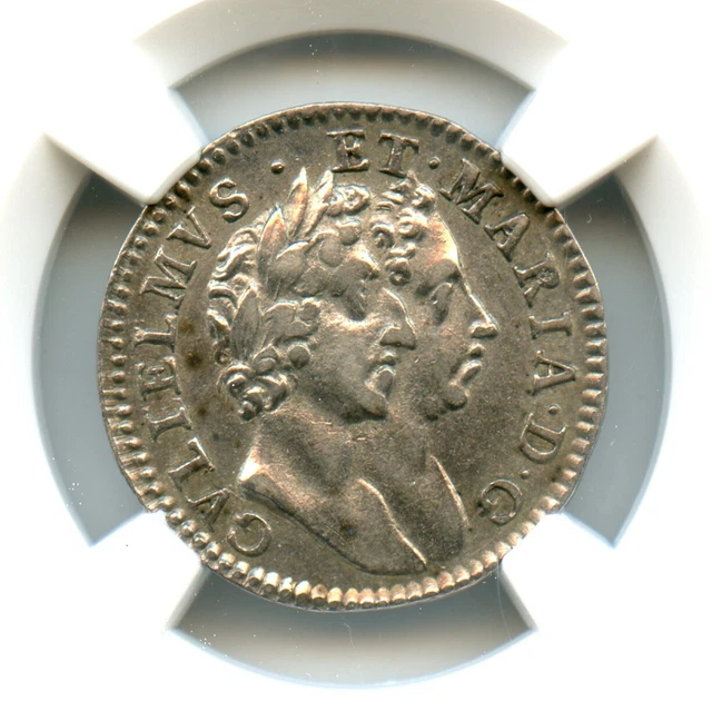 Silver 1689 England Great Britain 4 Pence Groat William & Mary | NGC XF45