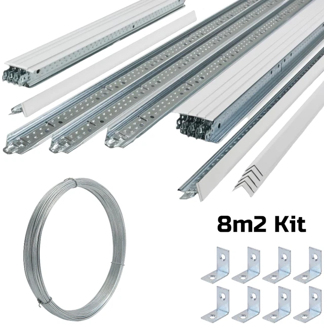 8m2 weiß abgehängtes Deckengittersystem 600x600x24mm Komplettrahmen KEINE FLIESEN