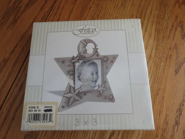 fetco 3 x 3 Pewter Frame Baby's First Photo Moon and Stars