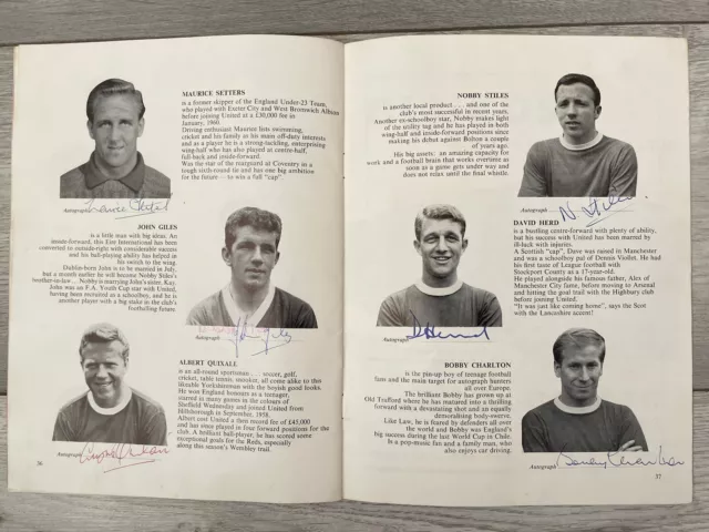 Manchester United Squad Signed 1963 Reds At Wembley Mag Charlton Law Stiles +