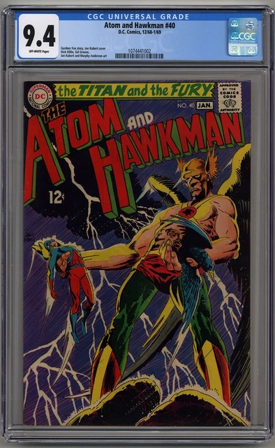 Atom And Hawkman #40 Cgc 9.4 Off-White Pages Dc Comics 1969