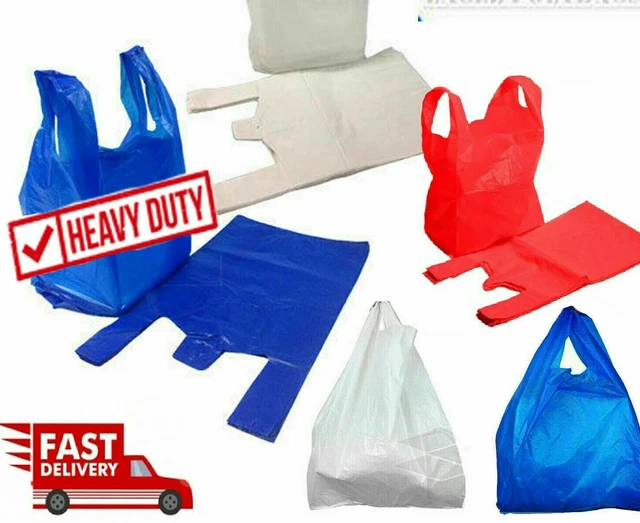 All Sizes & Colours Strong Plastic Vest Carrier Bags For Supermarkets Stalls New