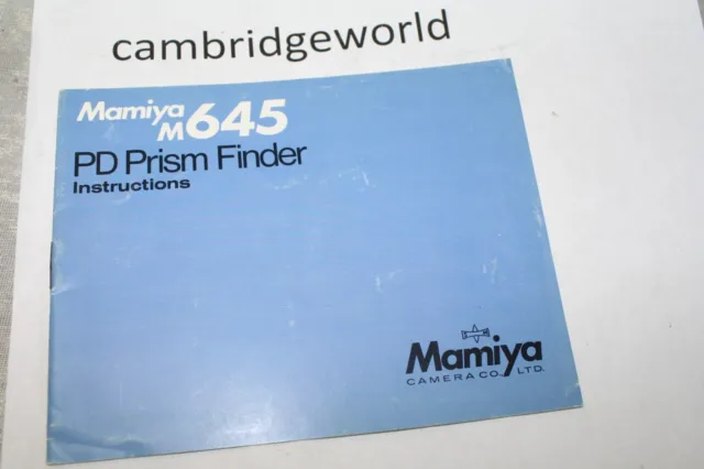 Mamiya M645 Pd Prism Finder Instruction Manual Guide Book Genuine Original