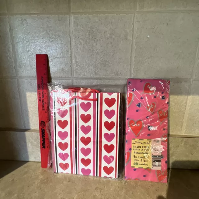 4 bolsas de regalo Hallmark Love Heart medianas + papel tisular surtido 7""x 8,9"" rápido 3
