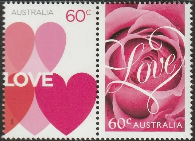 Australia 2014 Romance Greetings Stamps Se-Tenant Pair MNH SG4126-4127