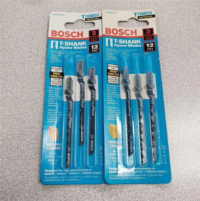 = Lot of 2 pkgs Bosch T-Shank Jigsaw Blades 3 Piece 12 TPI T119B03 NEW