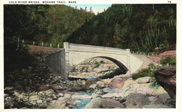 Vintage Postcard 1938 Cold River Bridge Historic Mohawk Trail Massachusetts MA