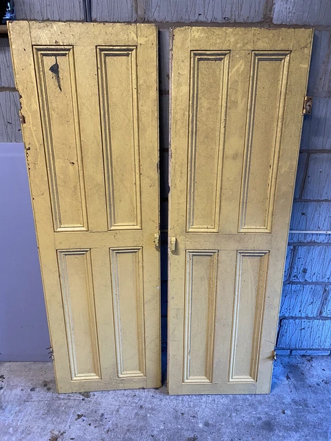 Victorian Reclaimed Cupboard Alcove 4 Panel / Panelled Doors x2