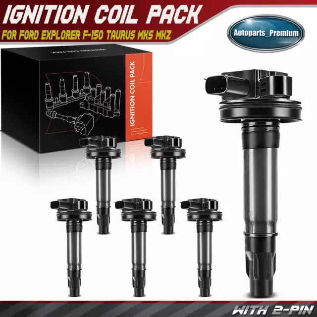 6x Ignition Coils Pack 2 Pins for Ford Edge F-150 Explorer Mazda Lincoln Mercury