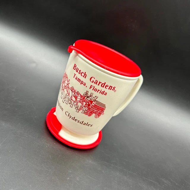 VINTAGE TRAVEL MUG Car Cup Busch Gardens Souvenir Whirley USA Plastic