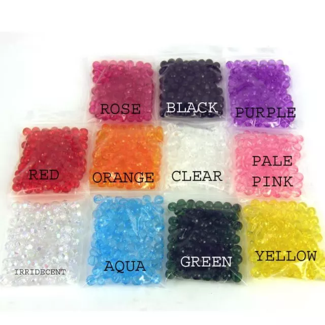 100 X Ab~faceted~rondelle~transparent~acrylic Beads~choose Colour, 8mm