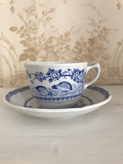 Furnivals Quail 1913 Blue and White Tea/Coffee Cup & Saucer Set