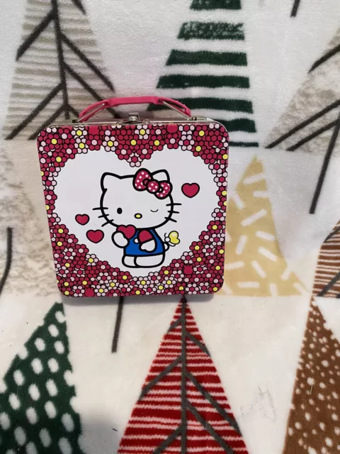 VTG. HELLO KITTY TIN BOX MINI STORAGE LUNCH TIN Very Cute!!