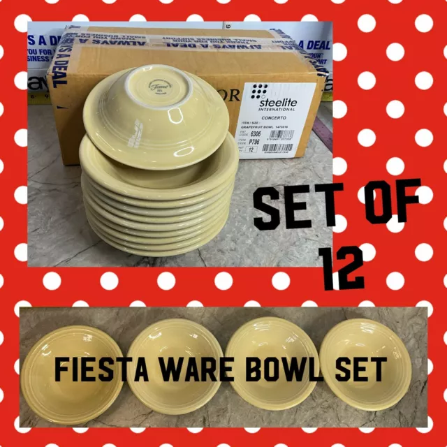 FIESTA Soup Bowl X12 Cereal Fruit Bowls Set USA Fiestaware Homer Laughlin YELLOW
