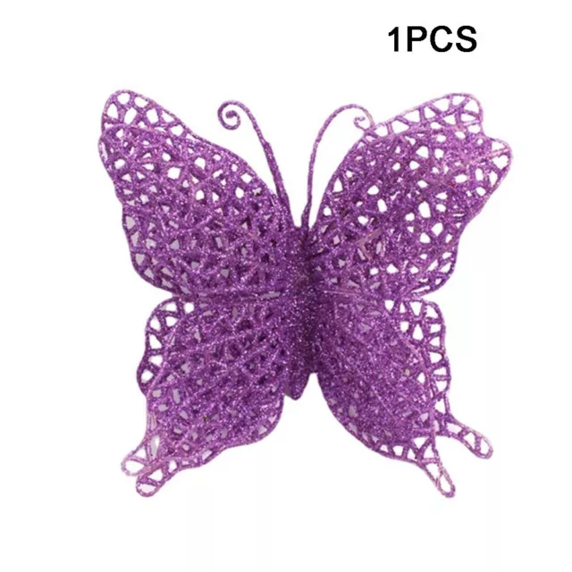 High Quality Christmas Butterfly Ornament Glittery Gold DIY Crafts 1 Piece