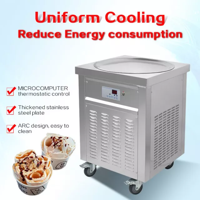 Kolice ETL Commercial ice cream roll machine, 22" (55cm ) Single Round ice pan