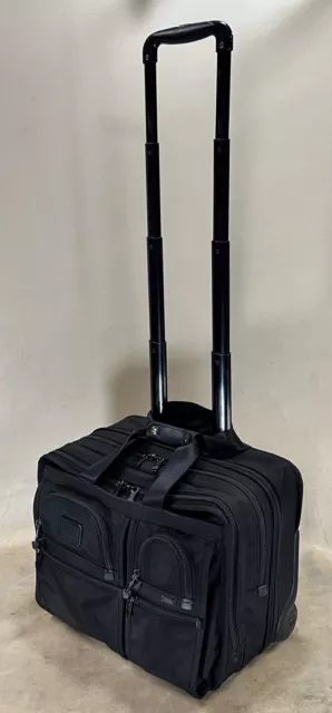 Preowned Tumi 26104DH Deluxe Wheeled Laptop Case Brief Black Carry On Bag