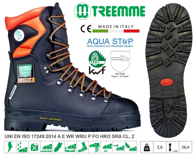 Scarpe De Sécurité TREEMME 91223 Anticoupe CL.2 - AQUASTOP VIBRAM - Fabriqué En Italie - Neuf