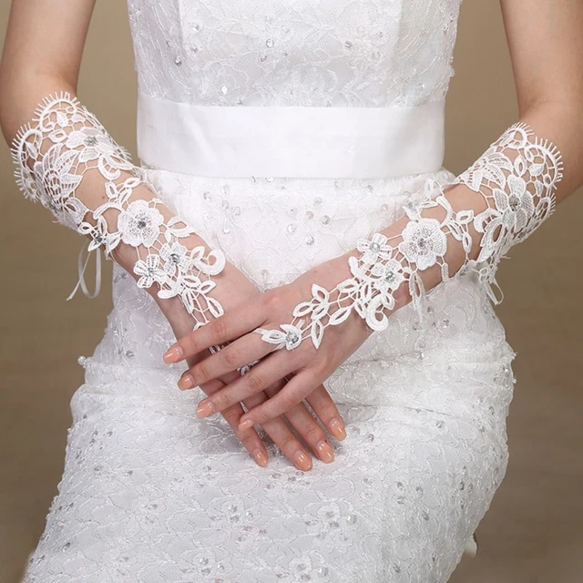 Guanti da sposa in pizzo sposa per sposa senza dita guanti lunghi guanti da sposa