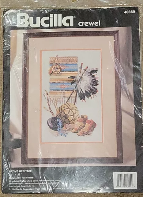 1994 Kit de bordado Bucilla Crewel herencia nativa lana persa nancy #40869