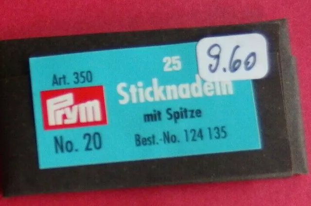 Prym Sticknadeln mit Spitze - Nr. 20 - Stahl - für feine Stickarbeiten - 5+10 St