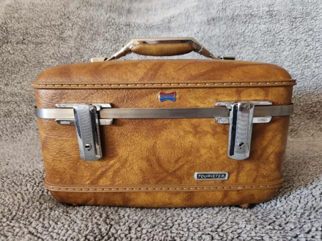 Vintage American Tourister 14" Mustard Train Hard Case w/ Cosmetic Tray Carry-On Vintage American Tourister 14" Mustard Train Hard Case w/ Cosmetic Tray Carry-On