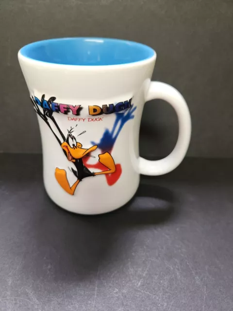 DAFFY DUCK 3 D Coffee Mug Cup SIX FLAGS WARNER BROS. Excellent Blue Interior