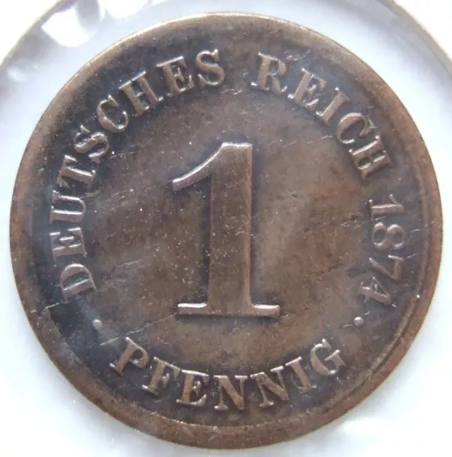 Pièce de Monnaie Reich Allemand Empire 1 Pfennig 1874 F En fine / Very fine