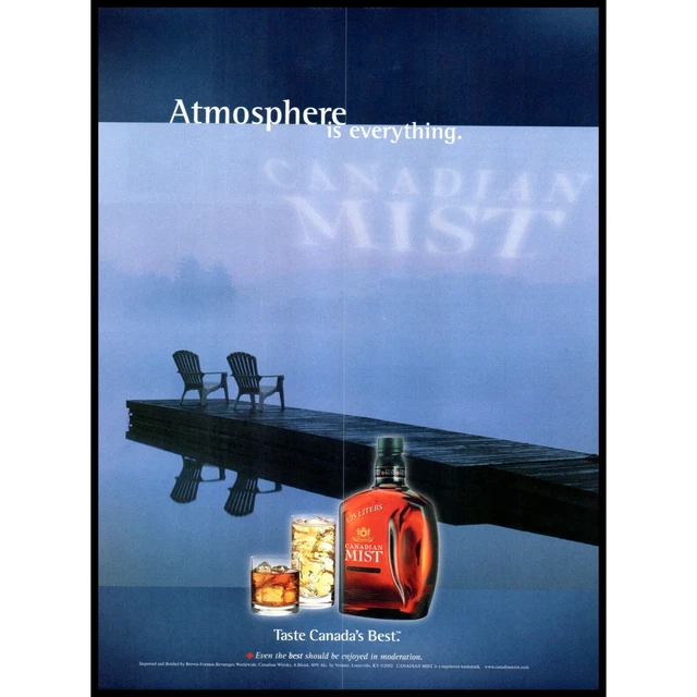 2002 Canadian Mist Whisky Vintage Print Ad Cottage Lake Dock Adirondack Chairs