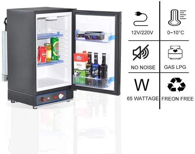 SMAD 3-Way Refrigerator Propane Fridge LPG DC 12V AC 110V Mini Camper RV Fridge