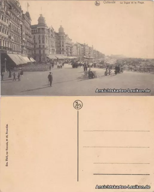 Postkaart Ostende Oostende Strandpromenade (La Digue et la Plage) 1918