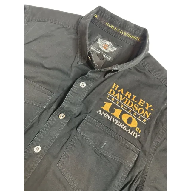 Harley Davidson Mens Large Garage Shirt Black With Gold 100th Anniv