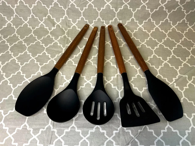 Zulay Kitchen Non-Stick Silicone Utensils Set With Acacia Wood Handles