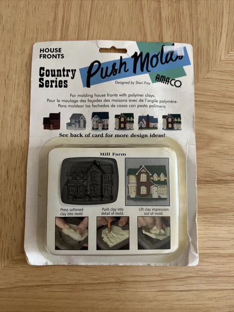 Nuevo de lote antiguo Amaco Push Mold Country Series Casa Molino Frontal Granja Sheri Frey