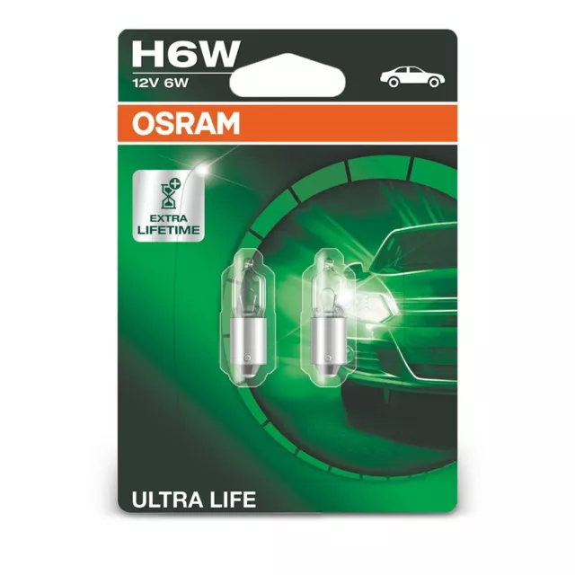 2X Lampada Originale Osram H6W 6W Ultra Life Bax9S