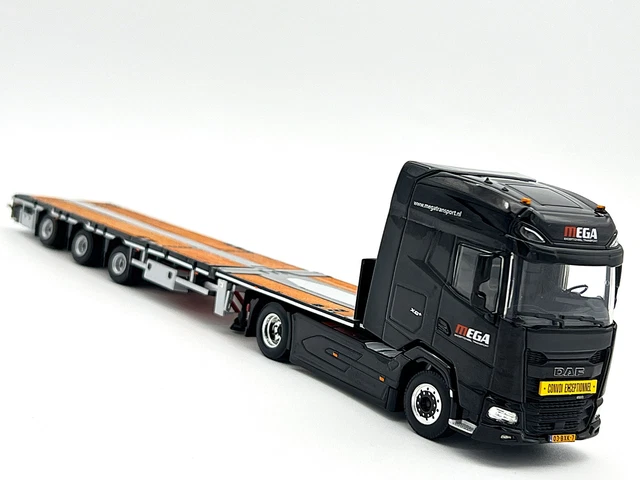 Mercedes Actros flatbed trailer+boom as a load Van Grinsven