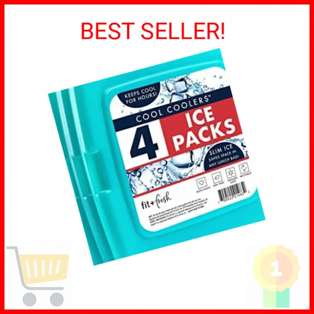 Fit + Fresh Cool Coolers, Slim Ice Packs, 4-Pack, Green - Camping, Beach