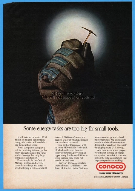 1979 Conoco Stamford CT Gas Oil Some Energy Tasks Are Too Bid For Small Tools Ad