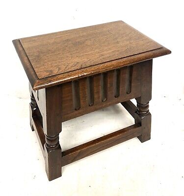 Antique Carved Oak Joint Stool Slipper Box / Occasional Table / Lamp Stand 3