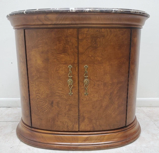 Thomasville Elysee Marble Top Nightstand Burlwood Oval Drum End Table B Thomasville Elysee Marble Top Nightstand Burlwood Oval Drum End Table B