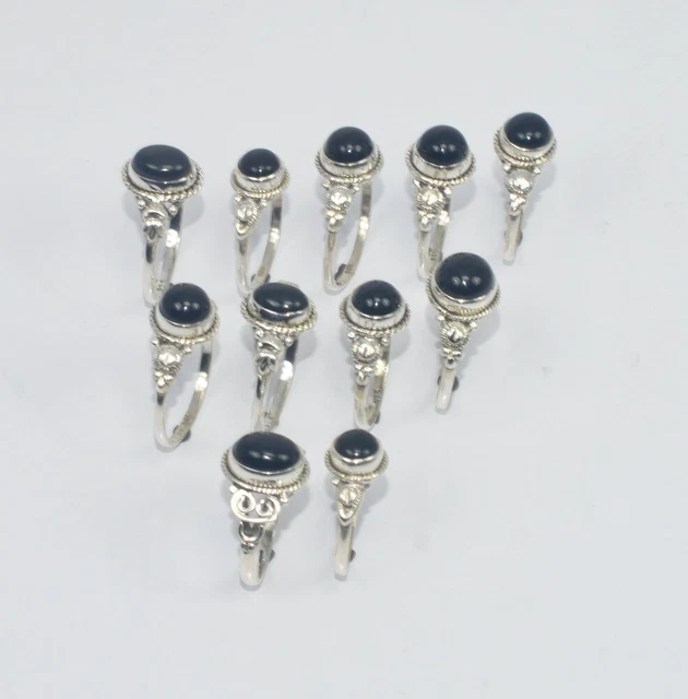 WHOLESALE 11PC 925 SOLID STERLING SILVER BLACK ONYX RING LOT GTC306 h120