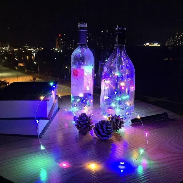 5 Pack Solar Power 20 LED String Bottle Night Light Multicolour Cork Shape Decor 3
