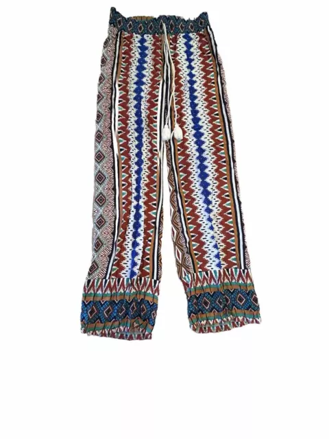 BeBop Women’s XS Multicolor Design Soft Waist Wide Leg Pants Bohemian Chic