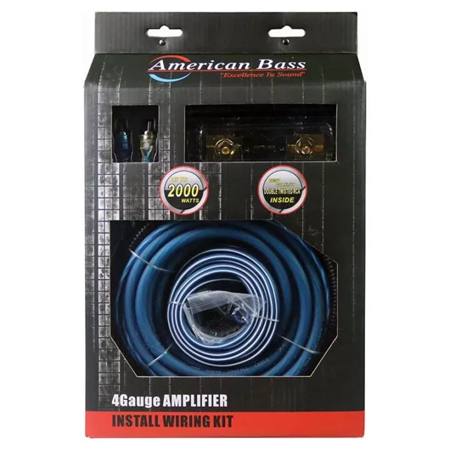 American Bass 0 AWG 0 Gauge Car Audio Amp Amplifier Install Wiring Kit  New USA